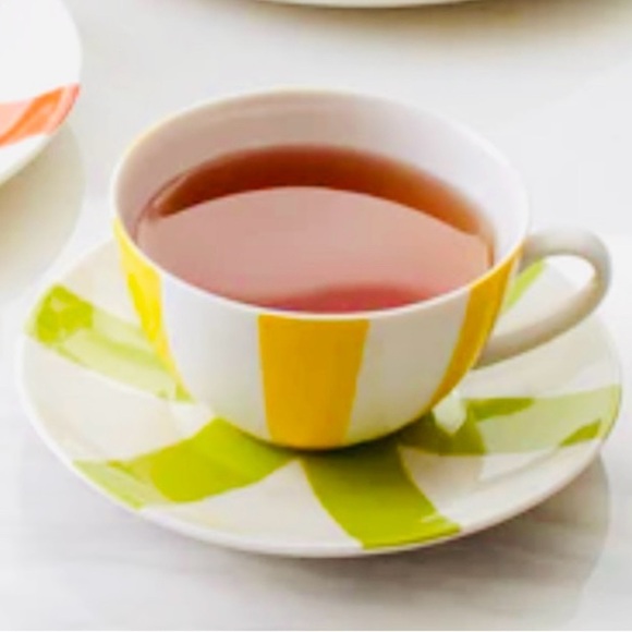 Gasp! Jonathan Adler Helsinki Striped Tea Cups Coffee Mugs and Saucers Set of 2 - Picture 2 of 11